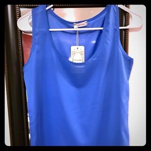 Blue Lapis Chiffon, Liva Girl sleeveless tank, XS